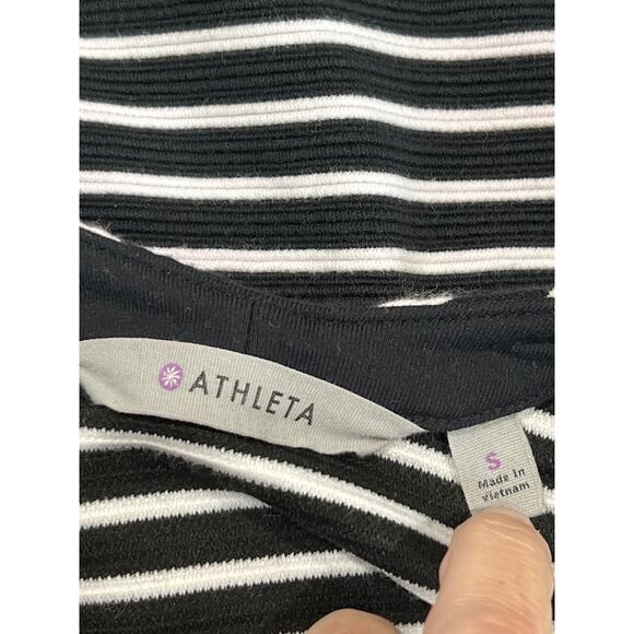 Athleta Scoop Back Black and White Striped Sleeveless Mini Dress Women's Size S - Picture 5 of 10